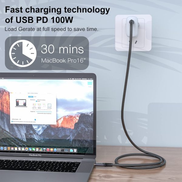 CAKOBLE Cable USB C a USB C 20 Gbps, USB 3.2 Gen2 × 2 Cable Tipo C, 100W 20V 5A Cable USB C Carga Rapida, 4K @ 60Hz Para Teléfonos Móviles, Tabletas, Concentradores, Monitores, Dispositivos USB C 0.5M Embalaje Deteriorado Fashion