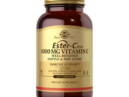 Solgar Ester-C Plus 1000 mg Vitamina C (Complejo de Ascorbato) - 180 Tabletas - Suave y No Ácido - Apoya la Salud Respiratoria Superior - No Transgénico, Sin Gluten For Cheap