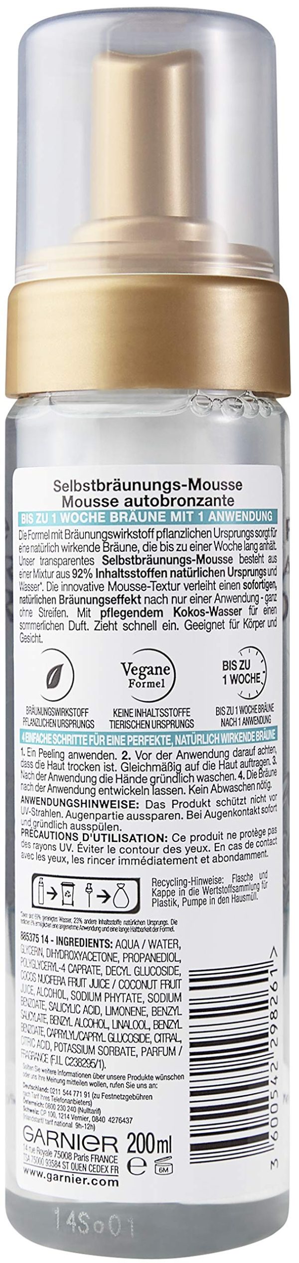 Garnier Espuma Autobronceadora, Autobronceado Nutritivo para un Bronceado Natural y sin Manchas, Ambre Solaire Bronceador Natural, 1 x 200 ml Online now