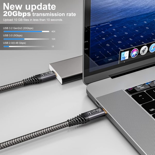 CAKOBLE Cable USB C a USB C 20 Gbps, USB 3.2 Gen2 × 2 Cable Tipo C, 100W 20V 5A Cable USB C Carga Rapida, 4K @ 60Hz Para Teléfonos Móviles, Tabletas, Concentradores, Monitores, Dispositivos USB C 0.5M Embalaje Deteriorado Fashion