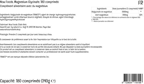 Now Foods, Magnesium Glycinate, 200mg Magnesio, 180 Tabletas veganas, Probado en Laboratorio, Vegetariano, Sin Gluten, Sin Soja, No GMO Embalaje Deteriorado (Cad: 28 02 2026) For Cheap