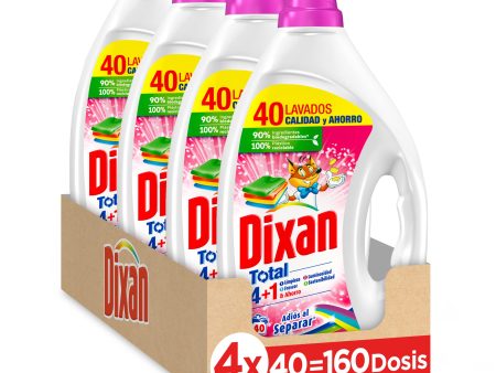 Dixan Gel Adiós al Separar Total 4+1, Detergente Líquido para Lavadora (pack de 4, total: 160 lavados) Embalaje Deteriorado Supply