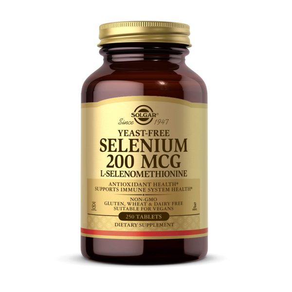 Solgar Selenio sin levadura 200 mcg, 250 tabletas - Apoya la salud del sistema antioxidante e inmunológico - Sin OMG, vegano, sin gluten, sin lácteos, kosher - 250 porciones, sin sabor, empaque estándar on Sale