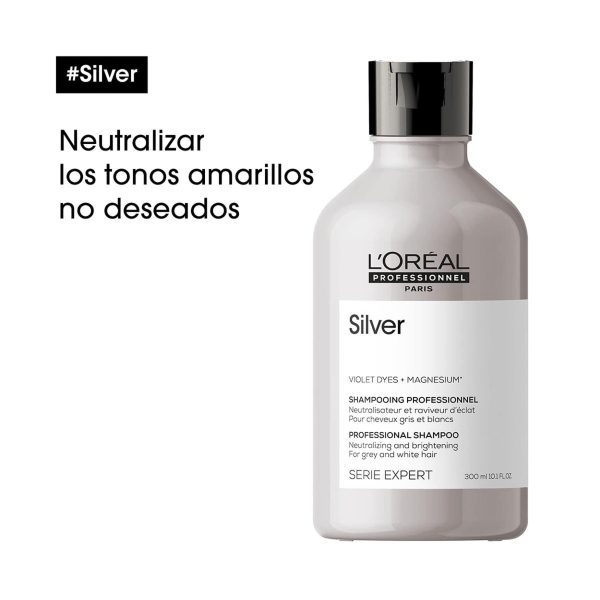 Champú Neutralizador Para pelo gris, blanco o rubio claro, Silver, SERIE EXPERT, 300ml Embalaje Deteriorado Online Sale