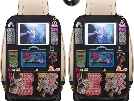 UIHOL Organizador para Coche, 2 PCS Protector de Asiento Niños (8 Bolsillos), Impermeable Organizadores para Coche Kick Mat, Universal Multi-Bolsillo Protector Trasero con Soporte para iPad Tablet Embalaje Deteriorado on Sale