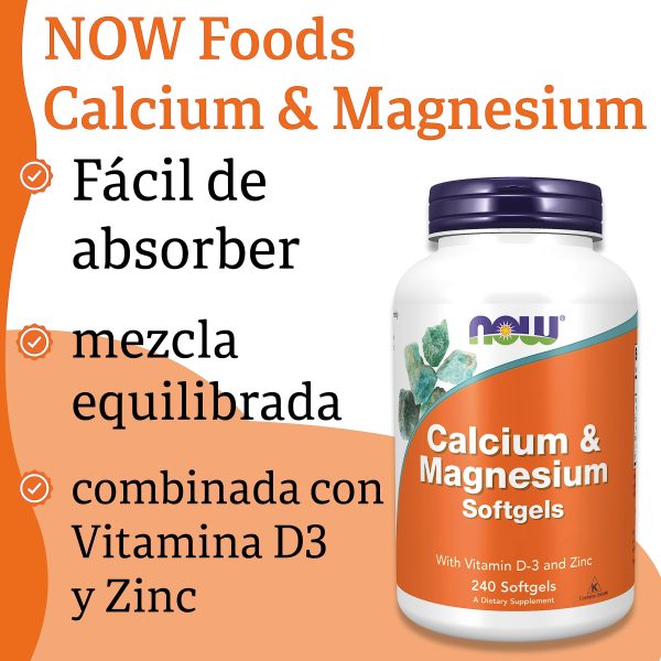 Now Foods, Calcium & Magnesium Softgels, 240 Cápsulas blandas, Probadas en Laboratorio, Vitamina D3, Zinc, Sin Gluten Embalaje Deteriorado For Cheap