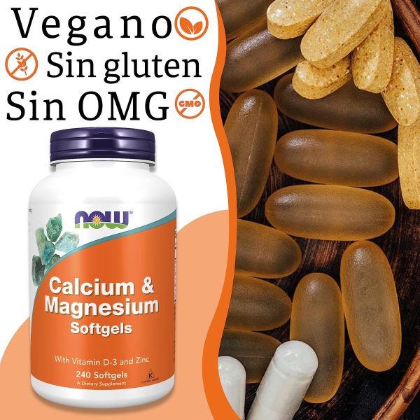 Now Foods, Calcium & Magnesium Softgels, 240 Cápsulas blandas, Probadas en Laboratorio, Vitamina D3, Zinc, Sin Gluten Embalaje Deteriorado For Cheap