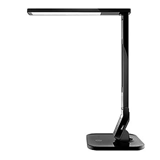 Lámpara de escritorio LED TaoTronics, 14W, 5 niveles ajustables, 4 modos de control sensibles, puerto de carga USB para iPhone, iPad, teléfono inteligente, tableta Android, negro Embalaje Deteriorado For Cheap