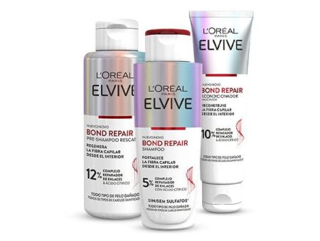 (Falta Pre-Champú, Incluye 2 unidades) - L Oréal Paris Elvive, Bond Repair Cofre Reconstrucción  Champú, Acondicionador de Reconstrucción Profunda Embalaje Deteriorado Supply