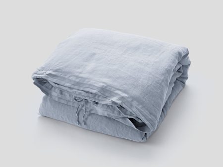 100% Linen Duvet Cover in Mist For Sale