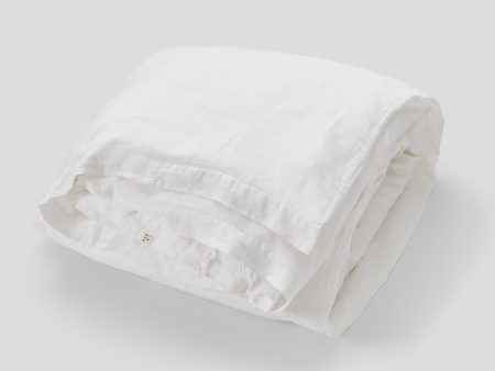 100% Linen Duvet Cover in White on Sale