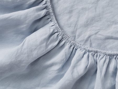 100% Linen Fitted Sheet in Mist Online Hot Sale