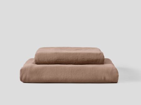 100% Linen Duvet Set Chestnut Discount